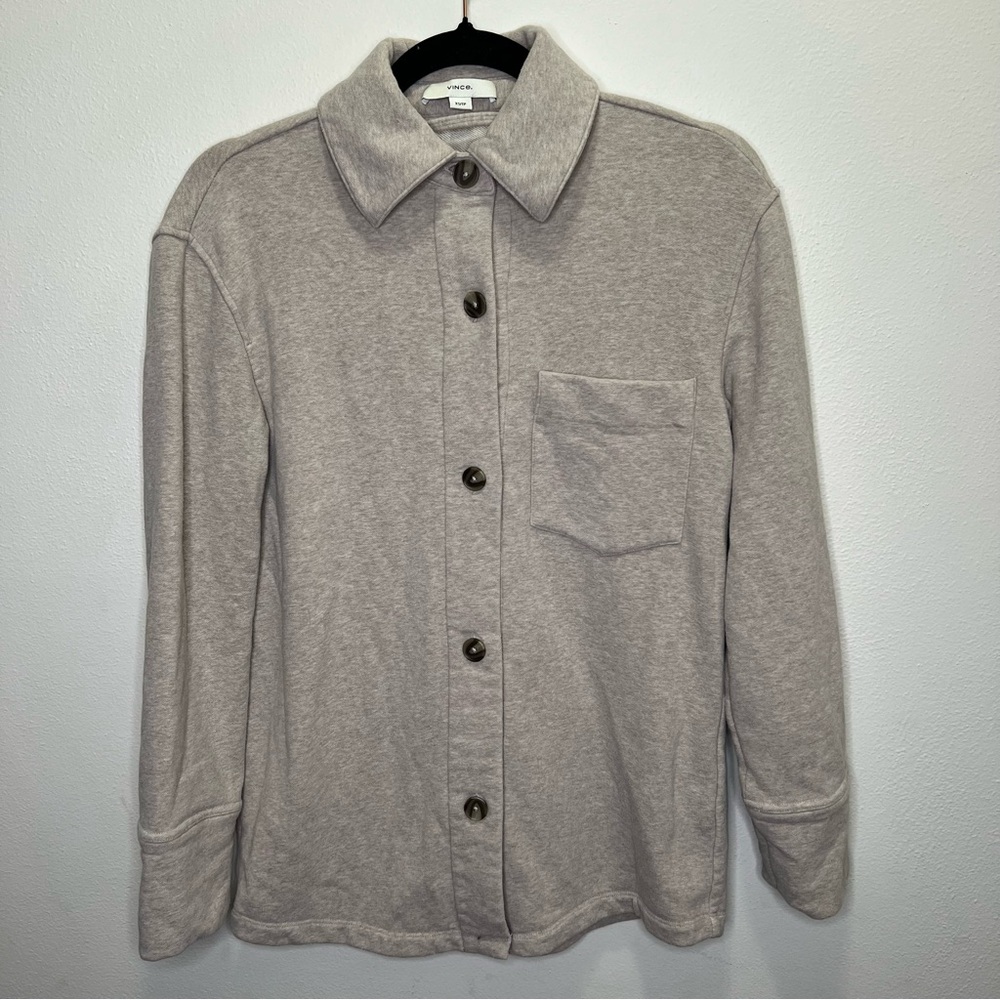 VINCE Womens oversized soft shirt tan jacket shacket size XS - Picture 3 of 13